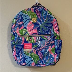 Lilly Pulitzer Blue and Pink Tropical Backpack